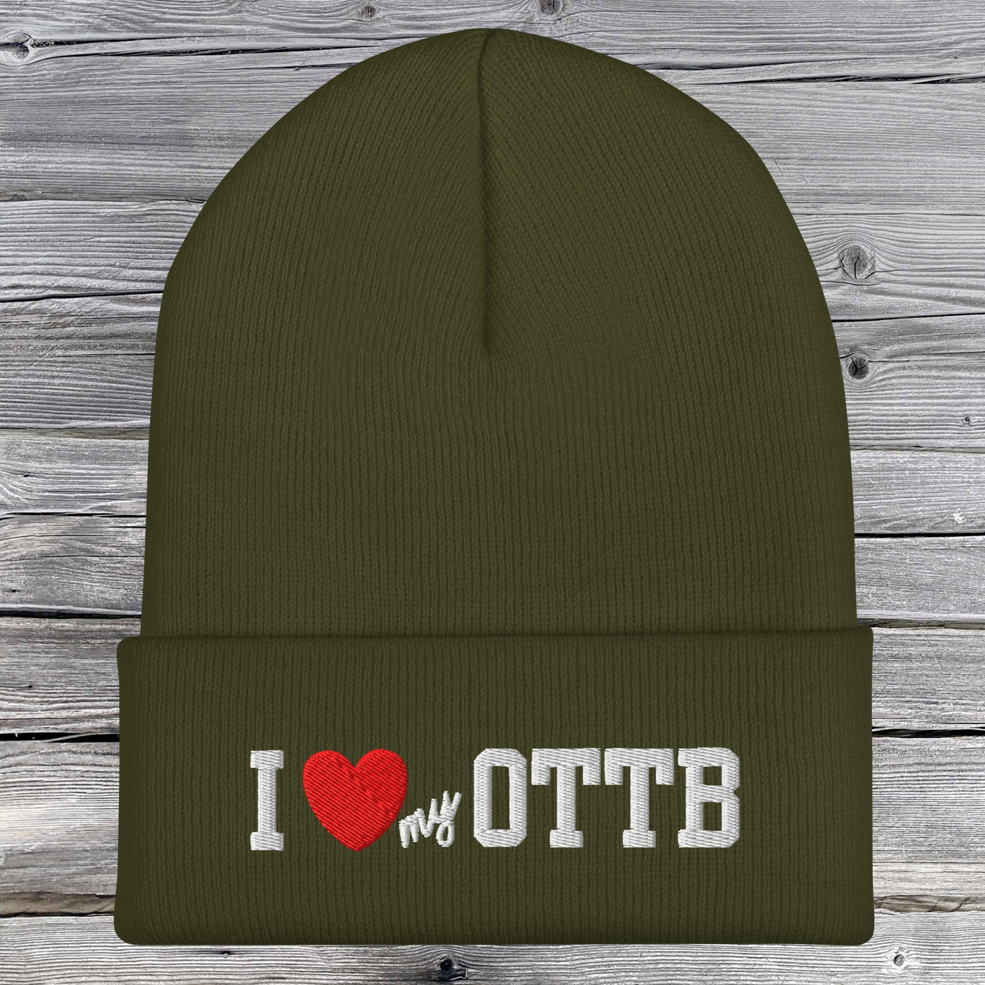 I Love My Ottb Cuffed Beanie navy 